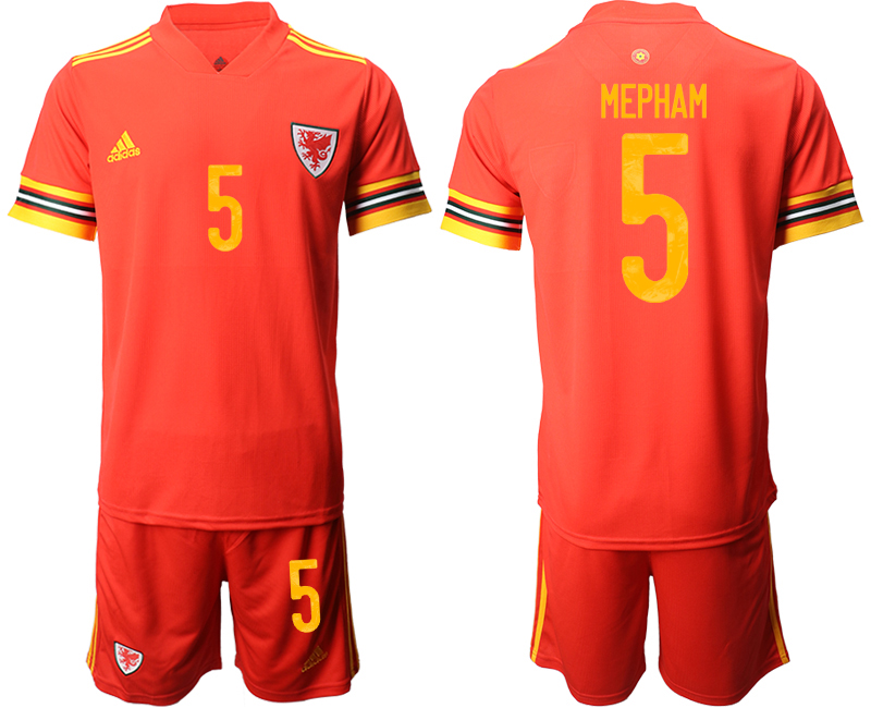 Men 2021 European Cup Welsh home red #5 Soccer Jersey
